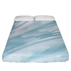 Light Blue Feathered Texture Fitted Sheet (queen Size) by SpinnyChairDesigns