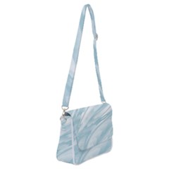 Light Blue Feathered Texture Shoulder Bag With Back Zipper by SpinnyChairDesigns