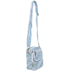 Light Blue Feathered Texture Shoulder Strap Belt Bag by SpinnyChairDesigns