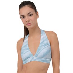 Light Blue Feathered Texture Halter Plunge Bikini Top by SpinnyChairDesigns