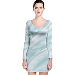 Light Blue Feathered Texture Long Sleeve Velvet Bodycon Dress by SpinnyChairDesigns