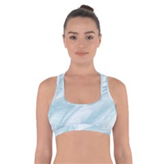 Light Blue Feathered Texture Cross Back Sports Bra by SpinnyChairDesigns