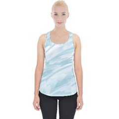 Light Blue Feathered Texture Piece Up Tank Top by SpinnyChairDesigns