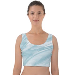 Light Blue Feathered Texture Velvet Crop Top by SpinnyChairDesigns