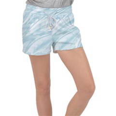 Light Blue Feathered Texture Velour Lounge Shorts by SpinnyChairDesigns