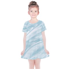 Light Blue Feathered Texture Kids  Simple Cotton Dress by SpinnyChairDesigns