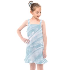 Light Blue Feathered Texture Kids  Overall Dress by SpinnyChairDesigns