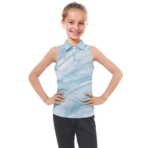 Light Blue Feathered Texture Kids  Sleeveless Polo Tee by SpinnyChairDesigns