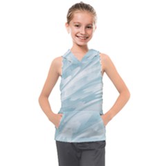 Light Blue Feathered Texture Kids  Sleeveless Hoodie by SpinnyChairDesigns