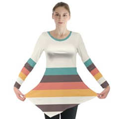 Classic Retro Stripes Long Sleeve Tunic  by tmsartbazaar