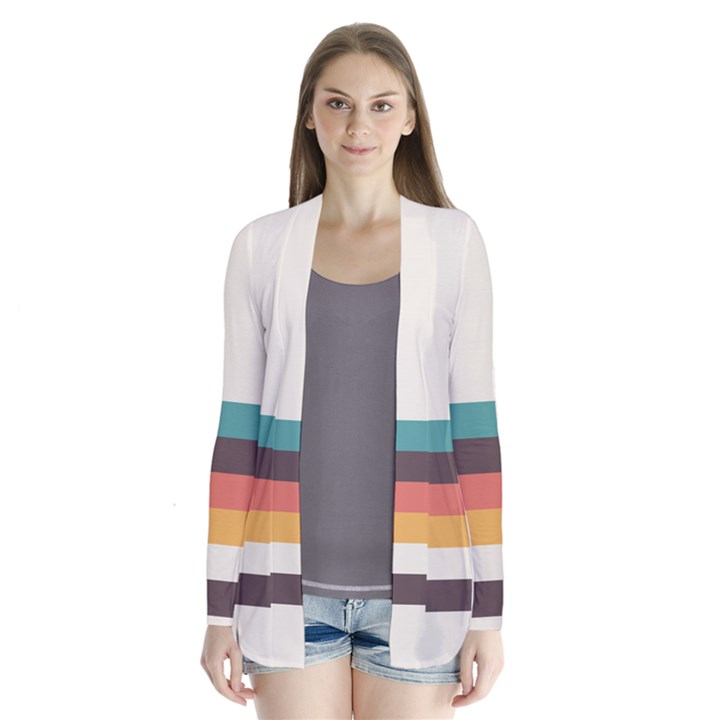 Classic Retro Stripes Drape Collar Cardigan