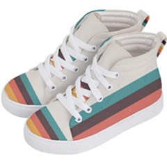 Classic Retro Stripes Kids  Hi-top Skate Sneakers by tmsartbazaar