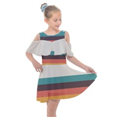 Classic Retro Stripes Kids  Shoulder Cutout Chiffon Dress by tmsartbazaar