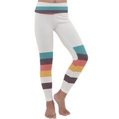 Classic Retro Stripes Kids  Lightweight Velour Classic Yoga Leggings by tmsartbazaar