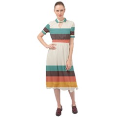 Classic Retro Stripes Keyhole Neckline Chiffon Dress by tmsartbazaar