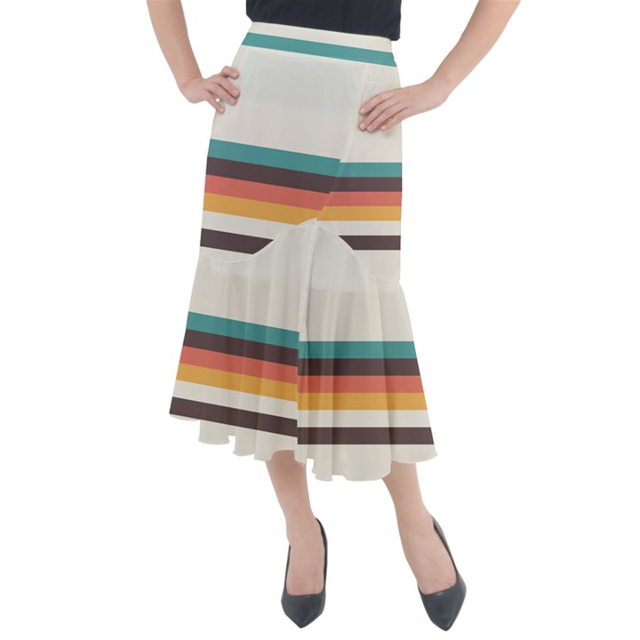 Classic Retro Stripes Midi Mermaid Skirt