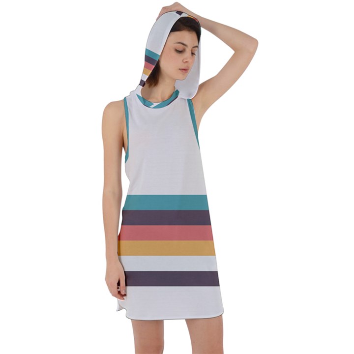 Classic Retro Stripes Racer Back Hoodie Dress