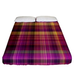 Magenta Gold Madras Plaid Fitted Sheet (california King Size) by SpinnyChairDesigns