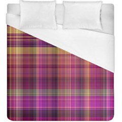 Magenta Gold Madras Plaid Duvet Cover (king Size) by SpinnyChairDesigns