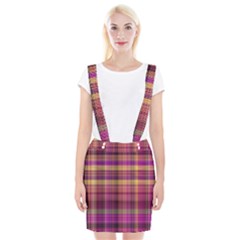 Magenta Gold Madras Plaid Braces Suspender Skirt by SpinnyChairDesigns