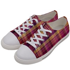 Magenta Gold Madras Plaid Women s Low Top Canvas Sneakers by SpinnyChairDesigns