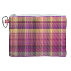 Magenta Gold Madras Plaid Canvas Cosmetic Bag (xl) by SpinnyChairDesigns