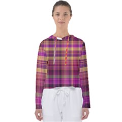 Magenta Gold Madras Plaid Women s Slouchy Sweat by SpinnyChairDesigns