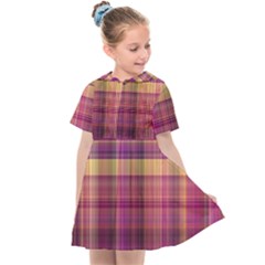 Magenta Gold Madras Plaid Kids  Sailor Dress by SpinnyChairDesigns