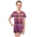 Magenta Gold Madras Plaid Kids  Mesh Tee and Shorts Set View1