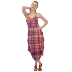 Magenta Gold Madras Plaid Layered Bottom Dress by SpinnyChairDesigns