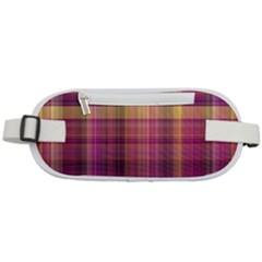 Magenta Gold Madras Plaid Rounded Waist Pouch by SpinnyChairDesigns