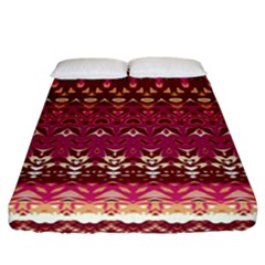 Boho Fuschia And Gold Pattern Fitted Sheet (california King Size) by SpinnyChairDesigns