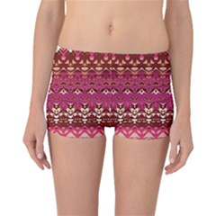 Boho Fuschia And Gold Pattern Boyleg Bikini Bottoms by SpinnyChairDesigns