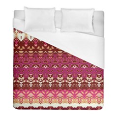 Boho Fuschia And Gold Pattern Duvet Cover (full/ Double Size) by SpinnyChairDesigns