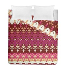 Boho Fuschia And Gold Pattern Duvet Cover Double Side (full/ Double Size) by SpinnyChairDesigns