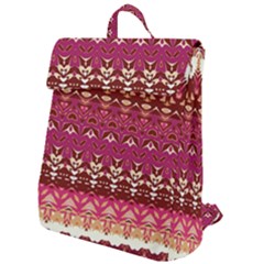 Boho Fuschia And Gold Pattern Flap Top Backpack by SpinnyChairDesigns