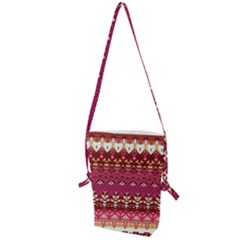 Boho Fuschia And Gold Pattern Folding Shoulder Bag by SpinnyChairDesigns