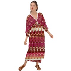 Boho Fuschia And Gold Pattern Grecian Style  Maxi Dress by SpinnyChairDesigns