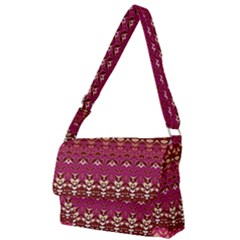 Boho Fuschia And Gold Pattern Full Print Messenger Bag (l) by SpinnyChairDesigns