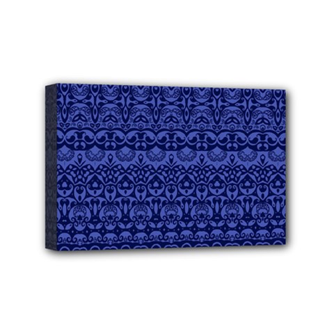 Boho Navy Blue  Mini Canvas 6  X 4  (stretched) by SpinnyChairDesigns