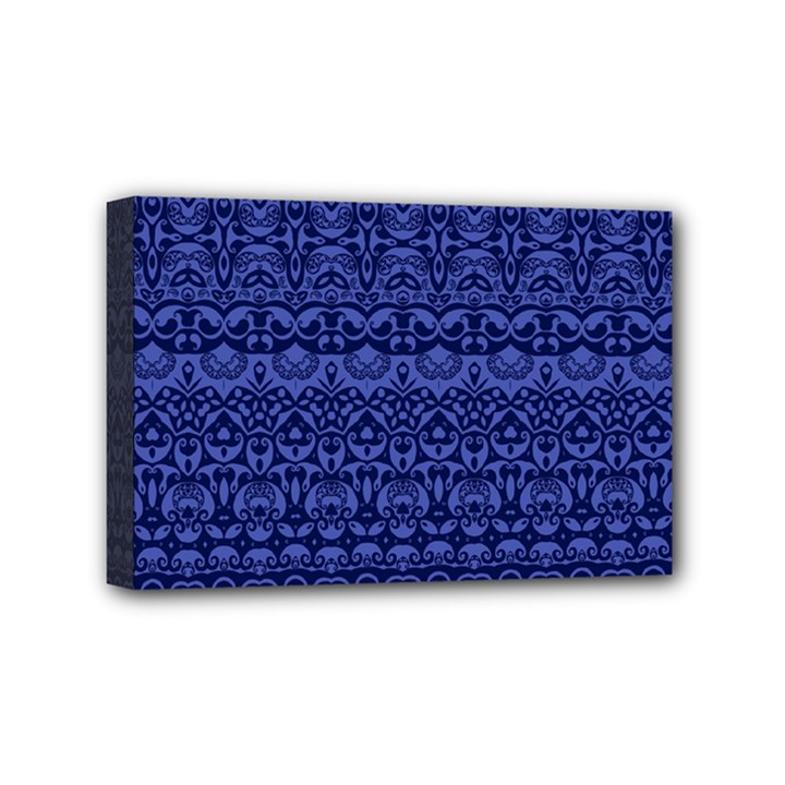 Boho Navy Blue  Mini Canvas 6  x 4  (Stretched)