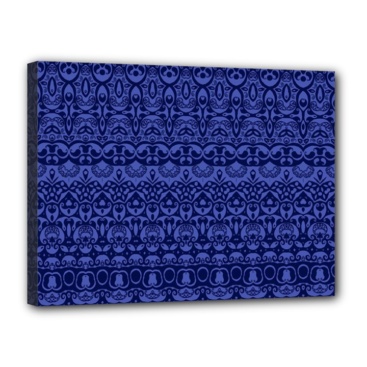 Boho Navy Blue  Canvas 16  x 12  (Stretched)