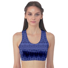 Boho Navy Blue  Sports Bra by SpinnyChairDesigns