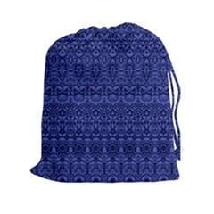 Boho Navy Blue  Drawstring Pouch (2xl) by SpinnyChairDesigns