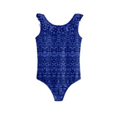 Boho Navy Blue  Kids  Frill Swimsuit by SpinnyChairDesigns