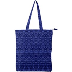 Boho Navy Blue  Double Zip Up Tote Bag by SpinnyChairDesigns