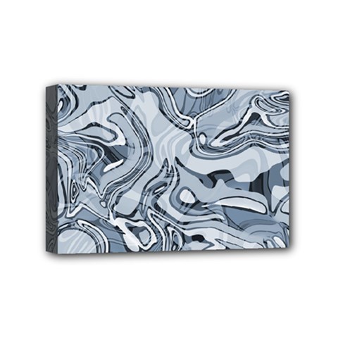 Faded Blue Abstract Art Mini Canvas 6  X 4  (stretched) by SpinnyChairDesigns