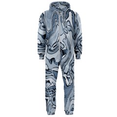 Faded Blue Abstract Art Hooded Jumpsuit (men)  by SpinnyChairDesigns