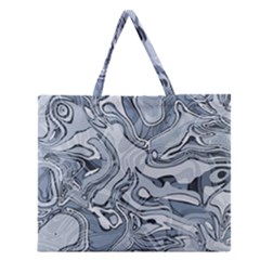 Faded Blue Abstract Art Zipper Large Tote Bag by SpinnyChairDesigns