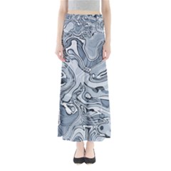 Faded Blue Abstract Art Full Length Maxi Skirt by SpinnyChairDesigns